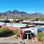 Arial view of Fountain Hills High School campus surrounded by scenic landscapes.